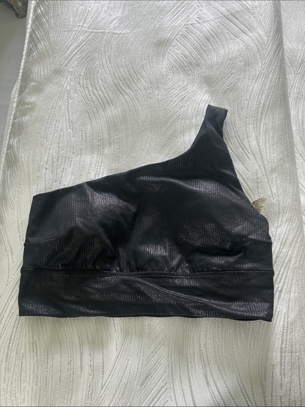 One-Shoulder Black Shiny Sports Bra lululemon